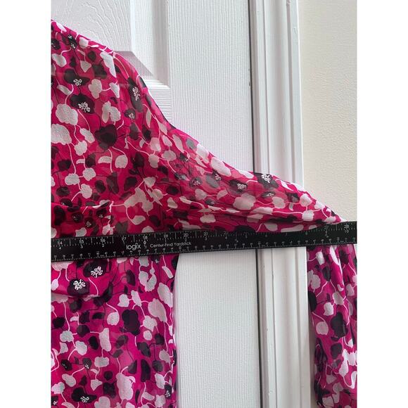 Diane Von Furstenberg Tiny Pull Lorelei Two Sheer Silk Button Blouse Size 10 - Picture 9 of 13